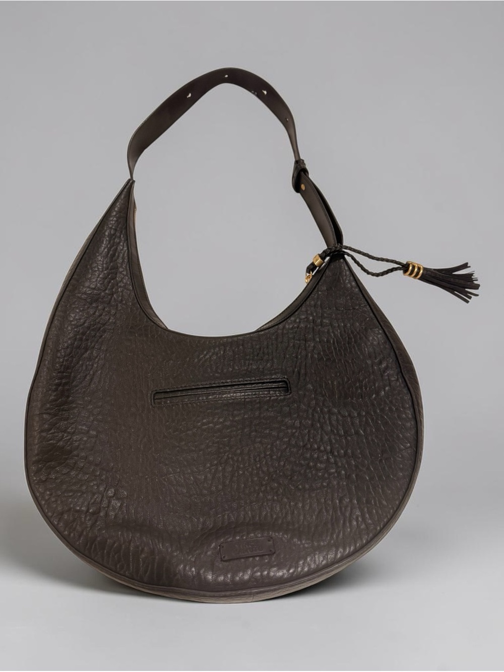 Dark Brown Leather Hobo Bag - Unbranded